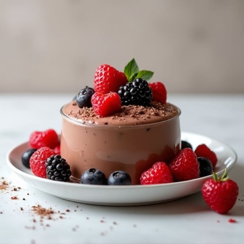 Protein Chocolate Yogurt Mousse with Crushed Berries