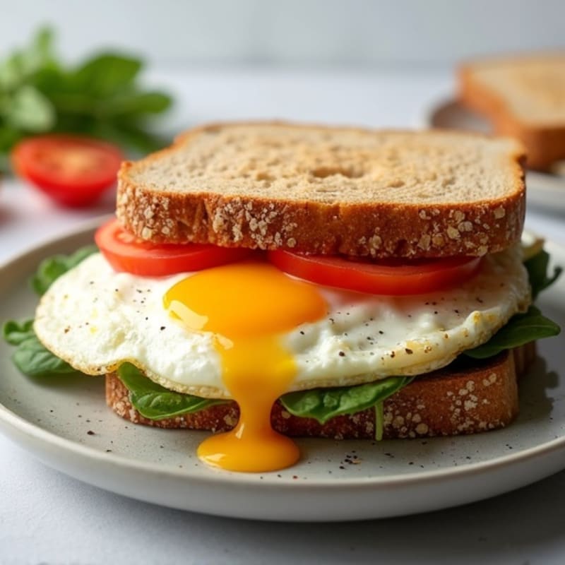 Fluffy Egg and Fresh Veggie Sandwich with Whole Wheat Toast