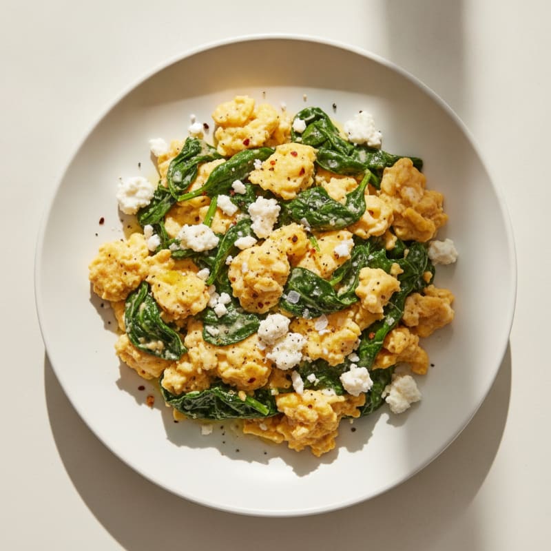 High-Protein Feta and Spinach Scramble