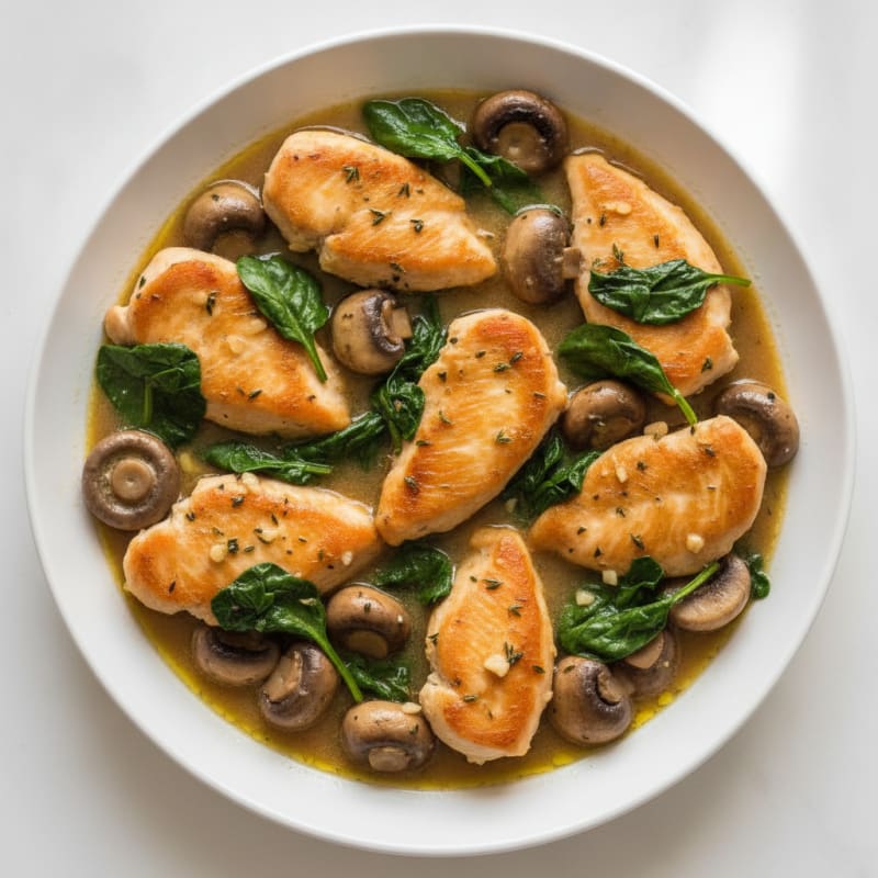Chicken and Mushroom Skillet with Spinach