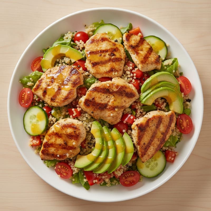 Grilled Chicken and Quinoa Salad with Fresh Vegetables