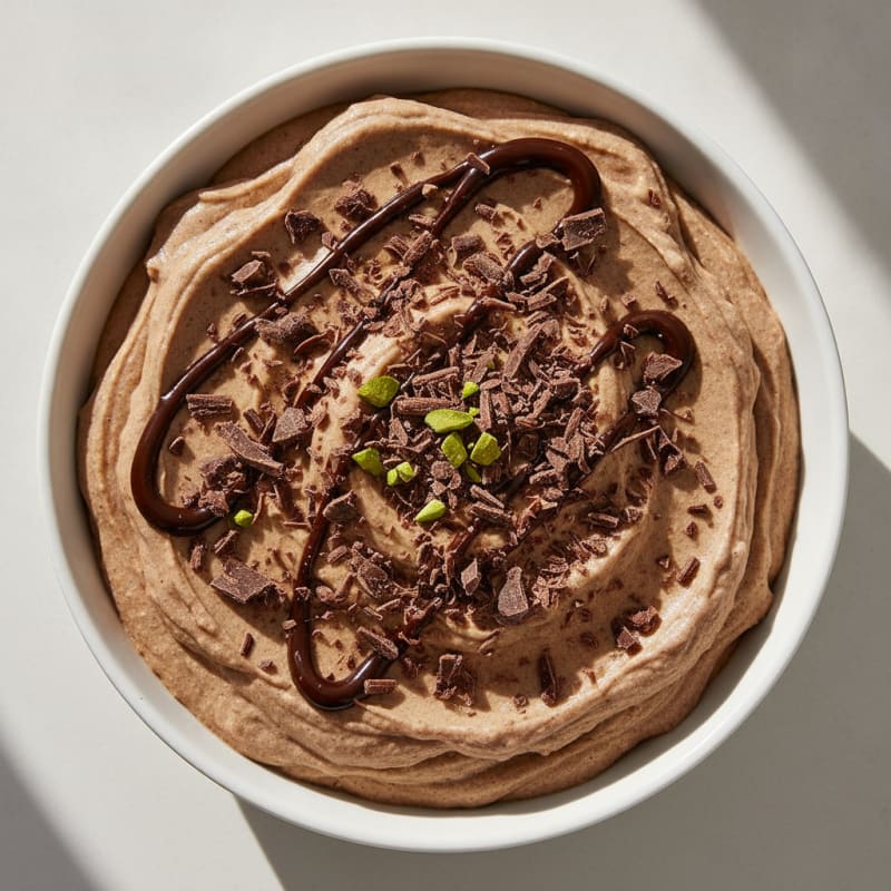 Silky Greek Yogurt Protein Pudding with Dark Chocolate Shavings