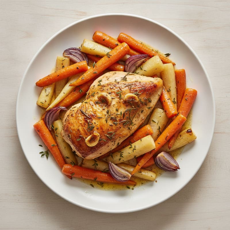 Garlic Herb Roasted Chicken with Root Vegetables