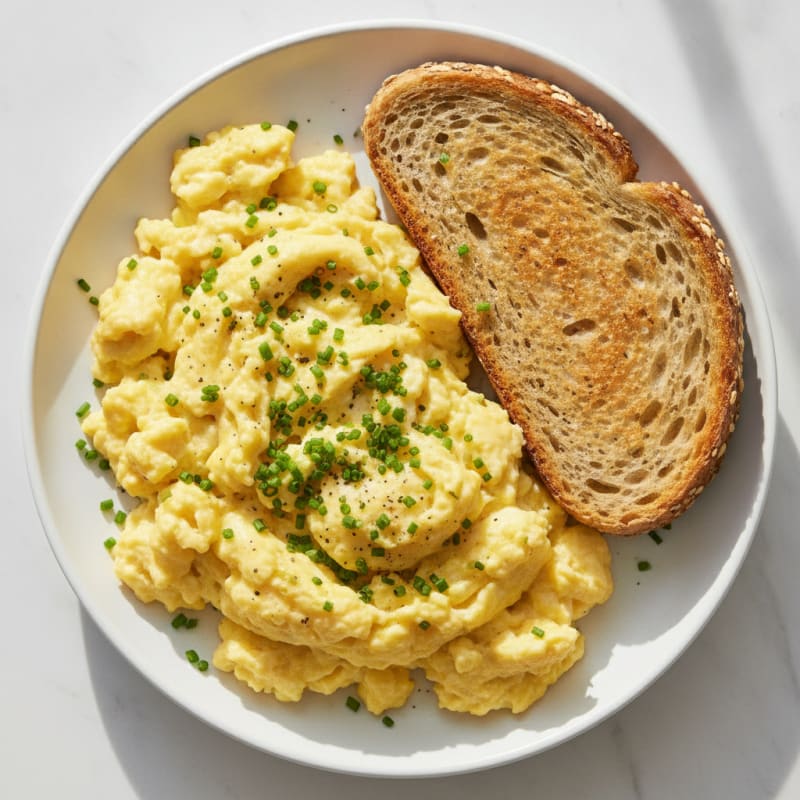 Fluffy Scrambled Eggs with Chives