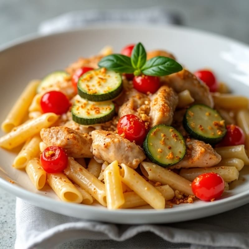 Creamy Spicy Cajun Chicken and Veggie Pasta