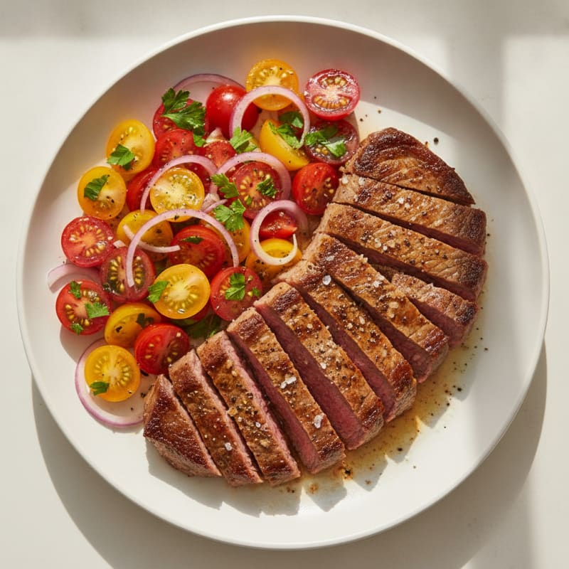 Pan-Seared Skirt Steak with Fresh Tomato Salad