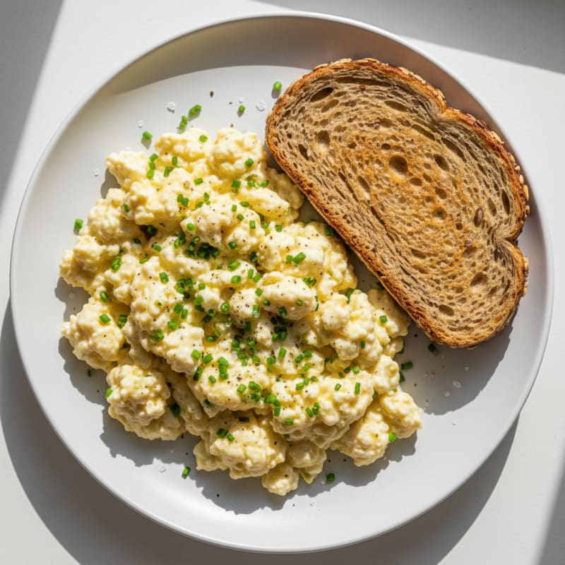 Creamy Cottage Cheese and Chive Scramble
