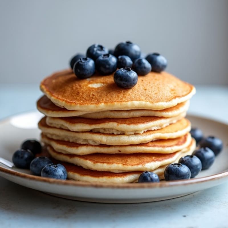 High Protein Fluffy Blueberry Pancakes