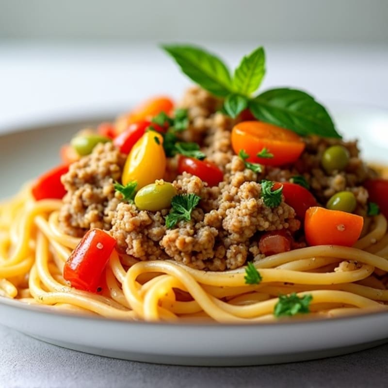 Hearty Lean Ground Turkey Spaghetti with Garden Vegetables