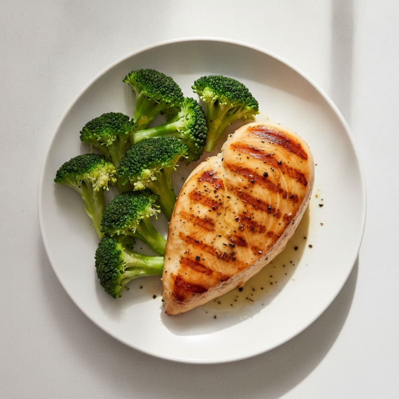 Grilled Lemon Pepper Chicken Breast with Steamed Broccoli