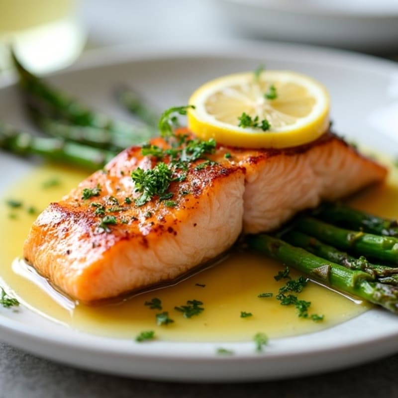 Lemon-Herb Pan-Seared Salmon with Roasted Asparagus
