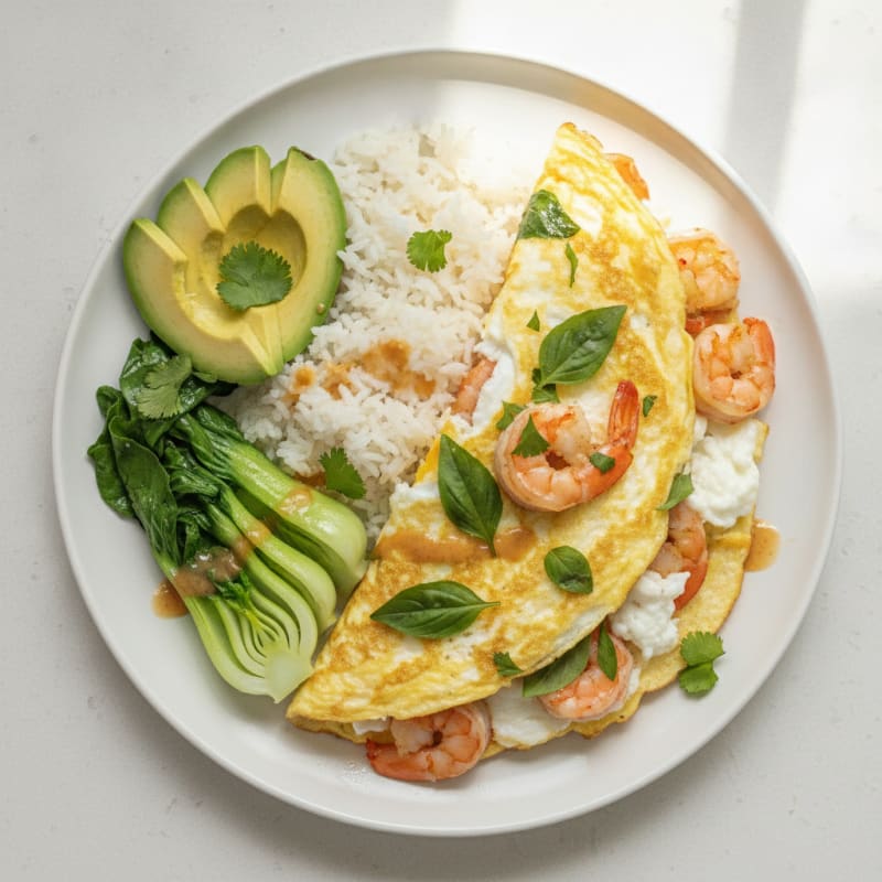 Egg White Omelet with Shrimp and Fresh Herbs