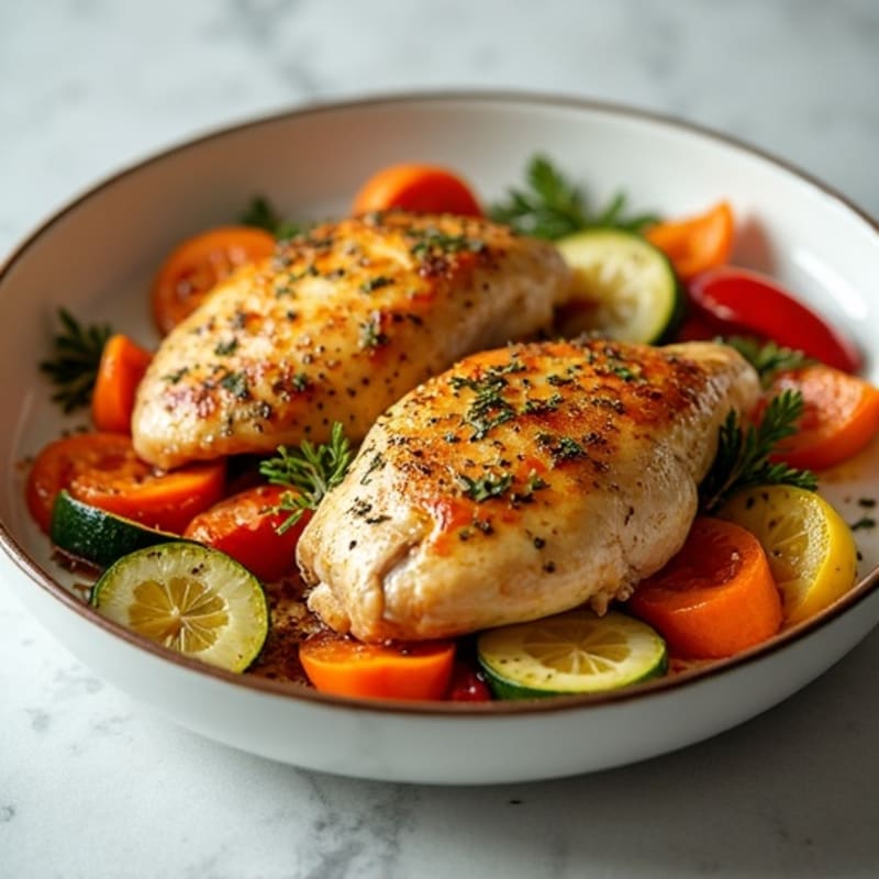 Lemon Herb Roasted Chicken with Crispy Roasted Vegetables