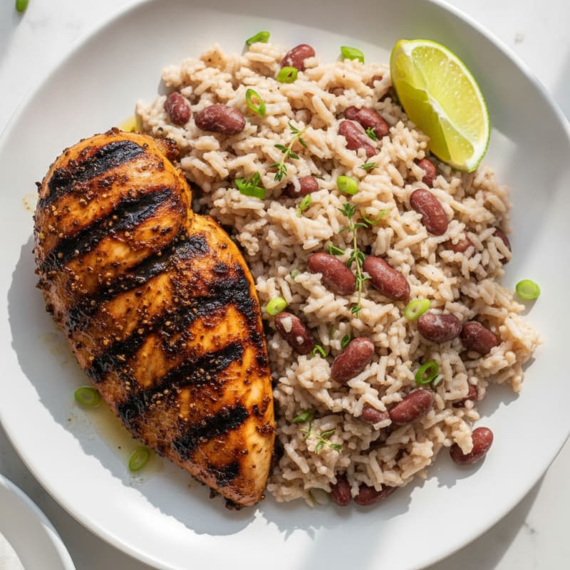 Jamaican Jerk Chicken with Rice and Peas