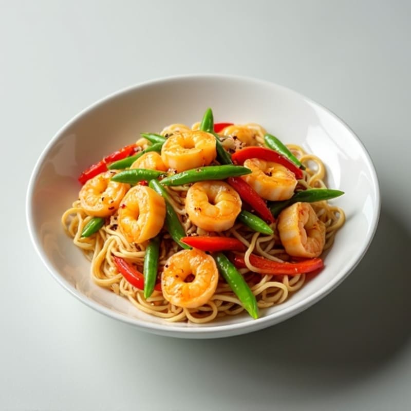 Garlic Ginger Prawn Stir Fry Noodles