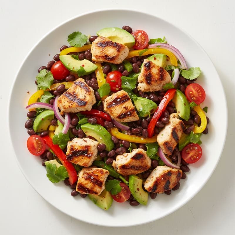 Grilled Chicken and Black Bean Avocado Salad
