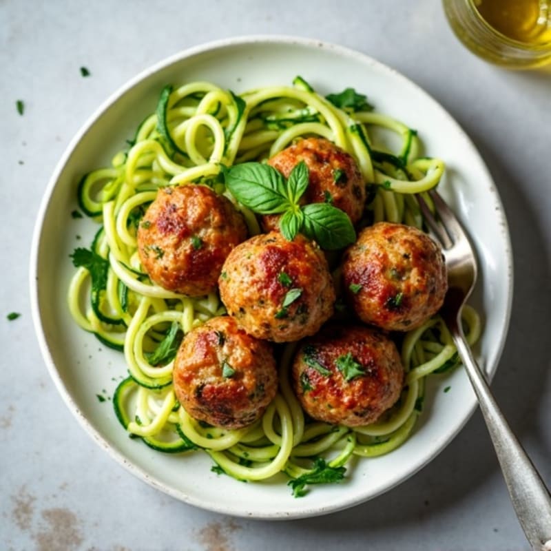 Herb-Seasoned Turkey Meatballs with Zucchini Noodles