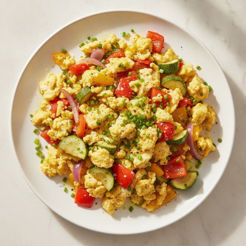 Hearty Scrambled Eggs with Roasted Vegetables