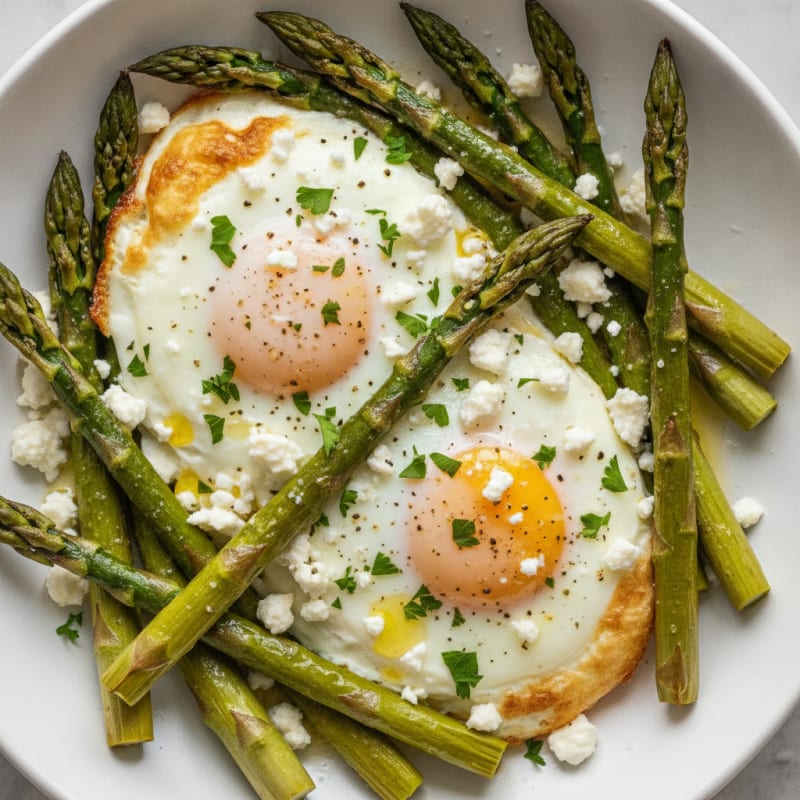 Baked Eggs with Roasted Asparagus