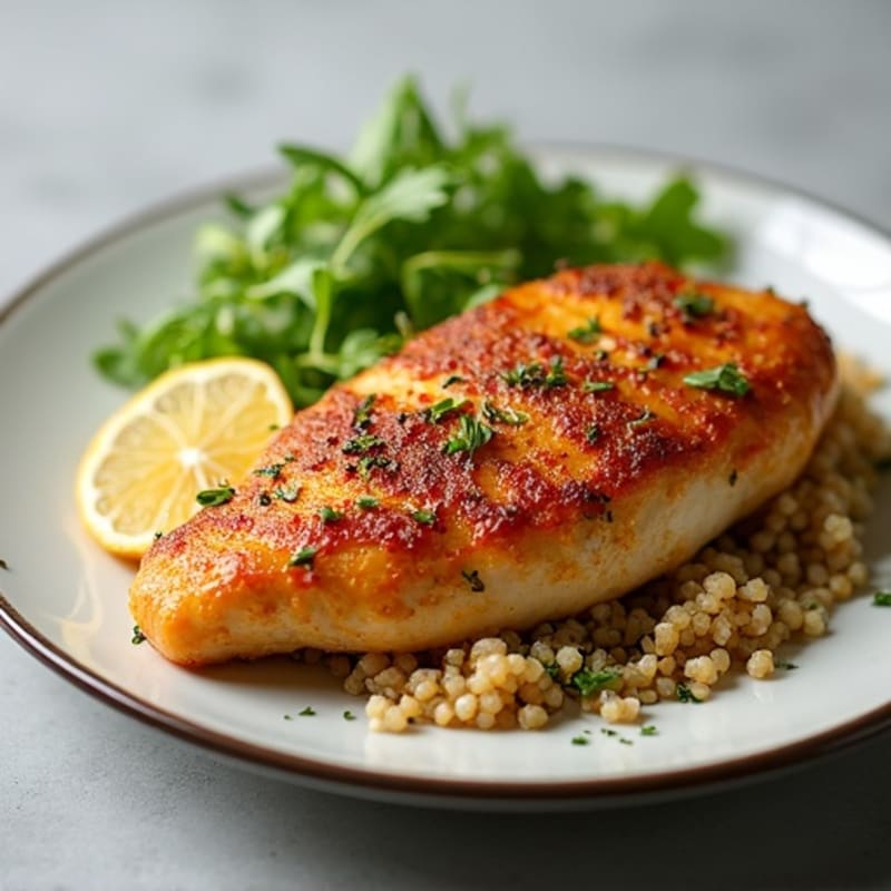 Crispy Garlic Herb Baked Chicken Breast with Quinoa