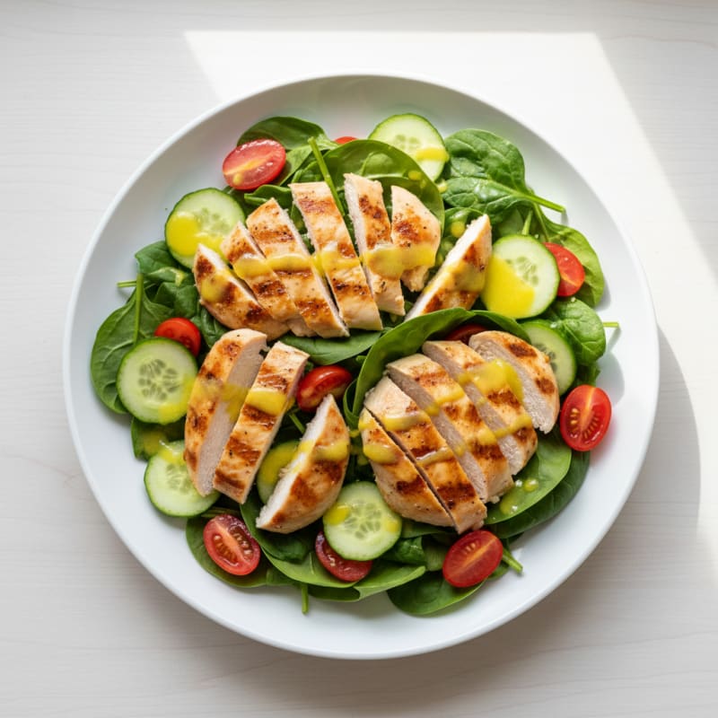 Grilled Chicken and Spinach Salad with Lemon Vinaigrette