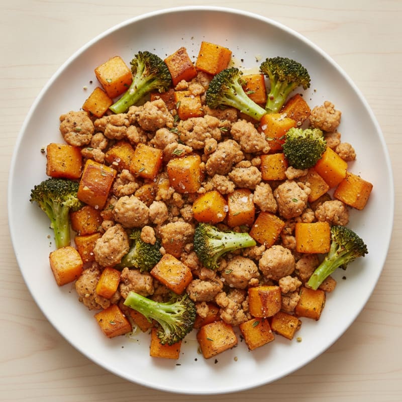 Ground Chicken and Roasted Harvest Vegetables