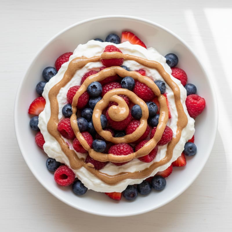 Greek Yogurt Protein Parfait with Mixed Berries and Almond Butter