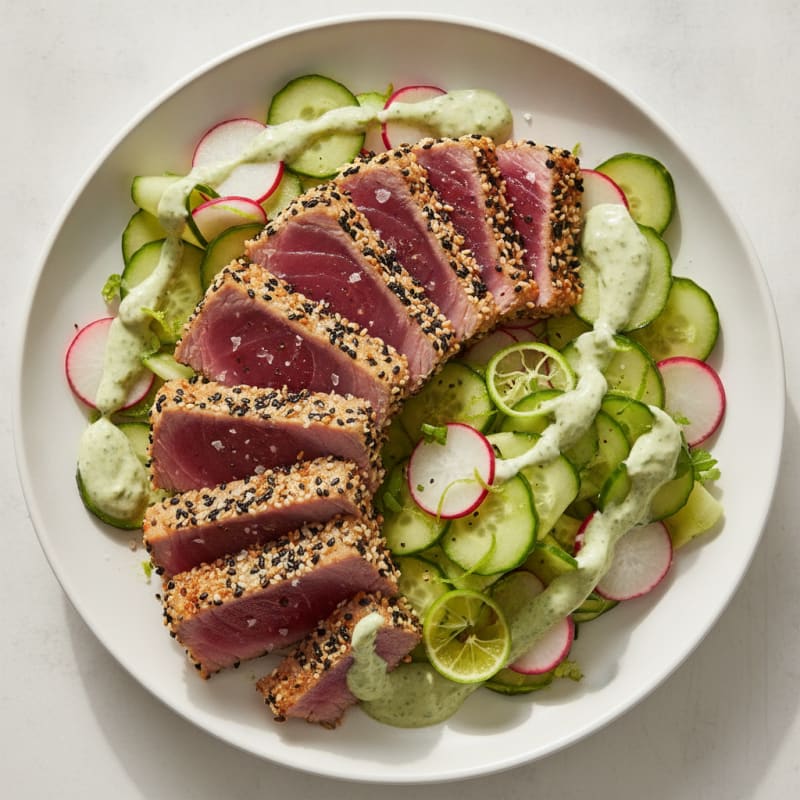 Pan-Seared Ahi Tuna with Wasabi Mayonnaise