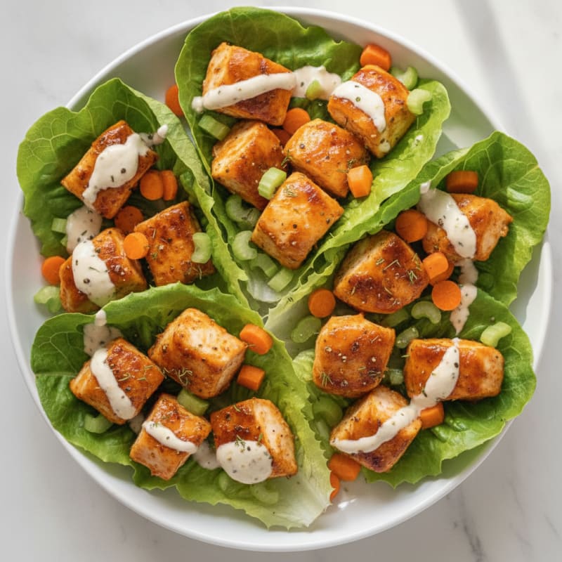 Buffalo Ranch Chicken Lettuce Wraps