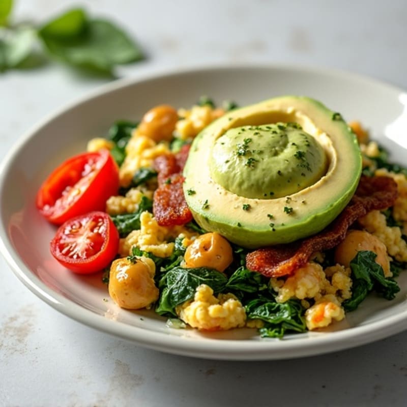 Egg White and Spinach Scramble with Turkey Bacon