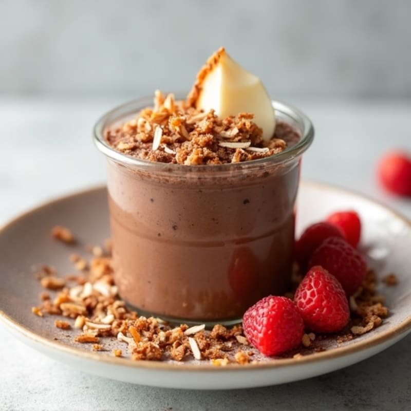 Chocolate Protein Mousse with Toasted Coconut