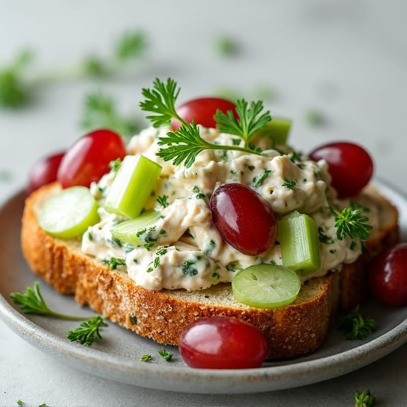 Creamy Herb Chicken Salad on Toasted Whole Grain Bread