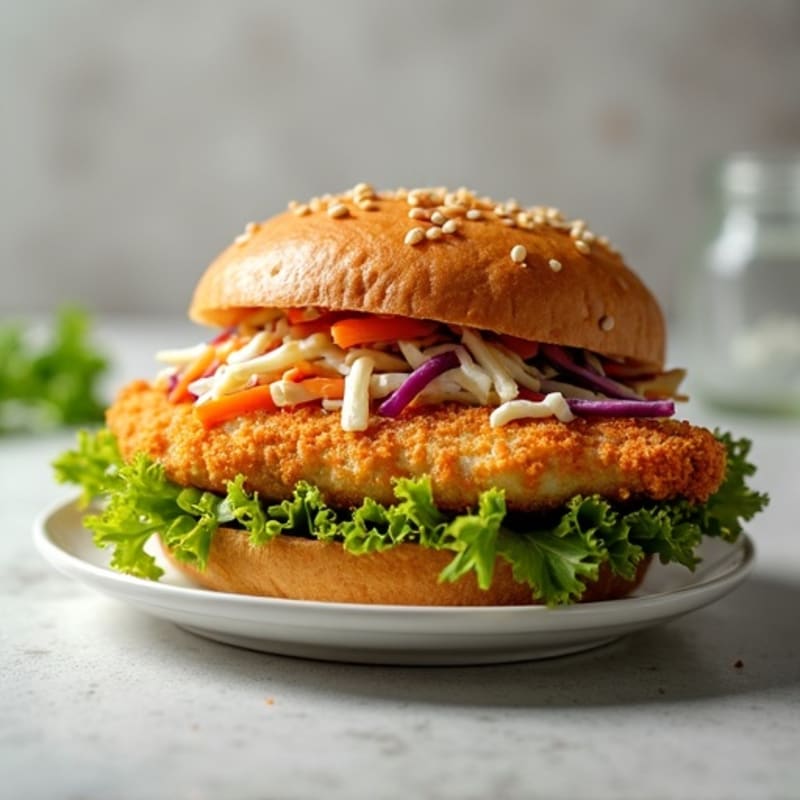 Crispy Air-Fried Chicken Sandwich with Crunchy Slaw