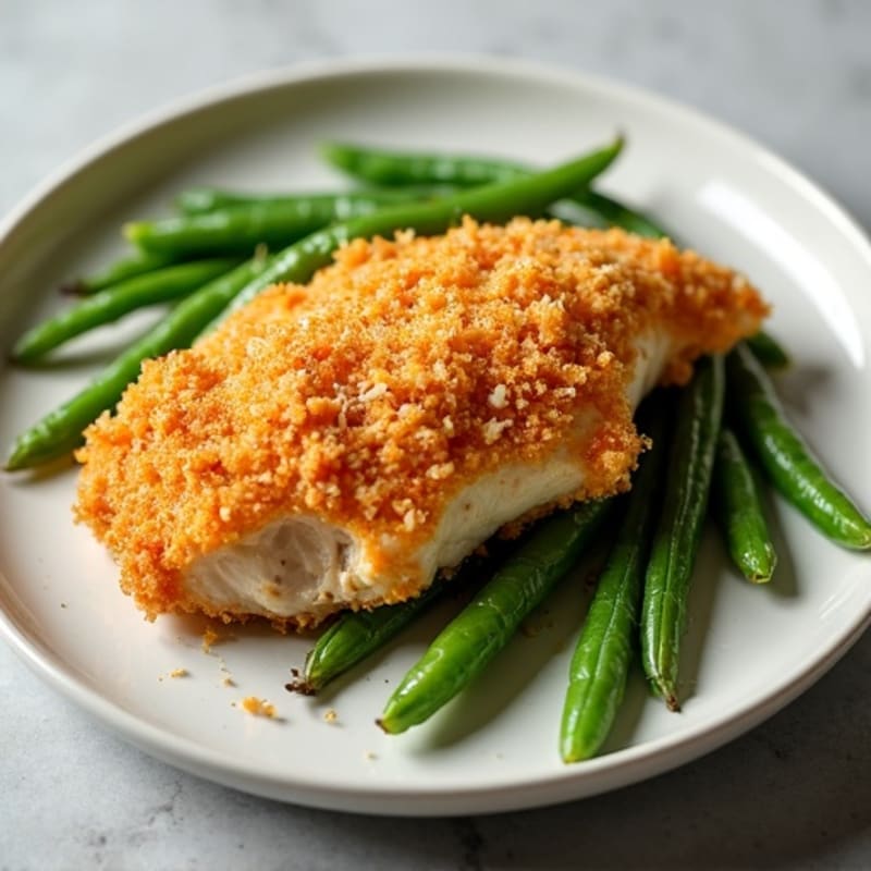 Crispy Parmesan Chicken with Roasted Green Beans