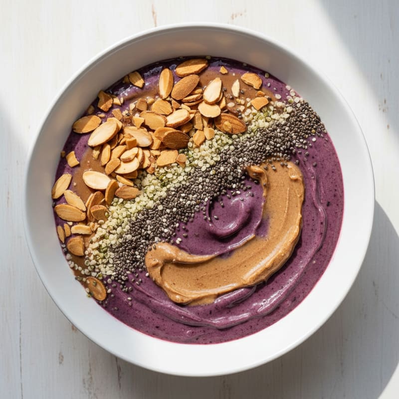 Blueberry-Almond Protein Smoothie Bowl