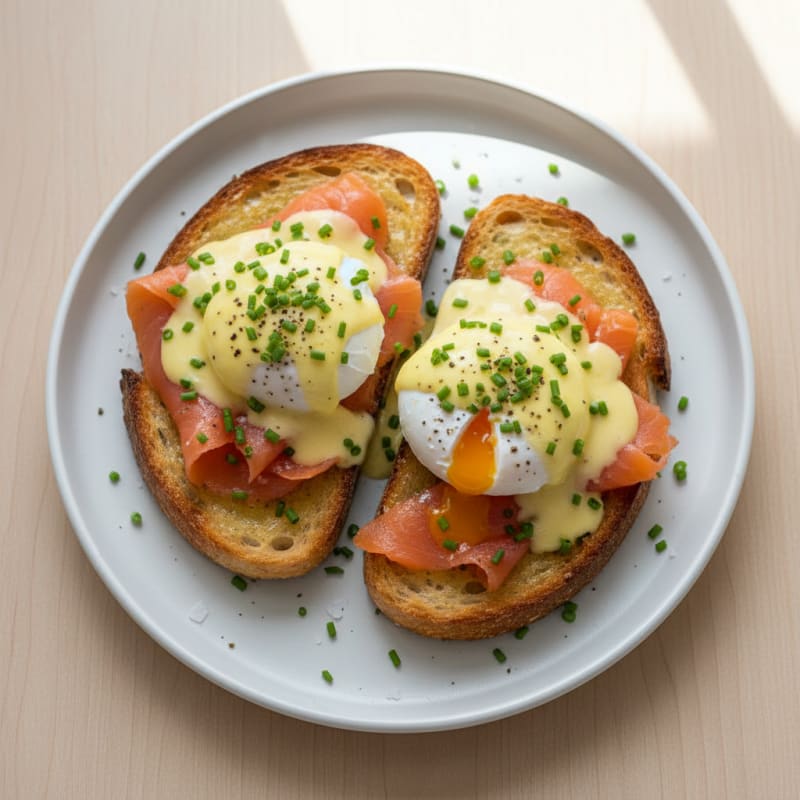 Smoked Salmon Benedict with Sourdough Toast