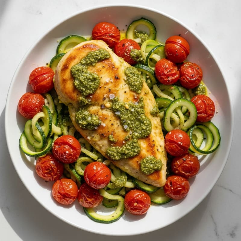 Pesto Chicken with Roasted Tomatoes