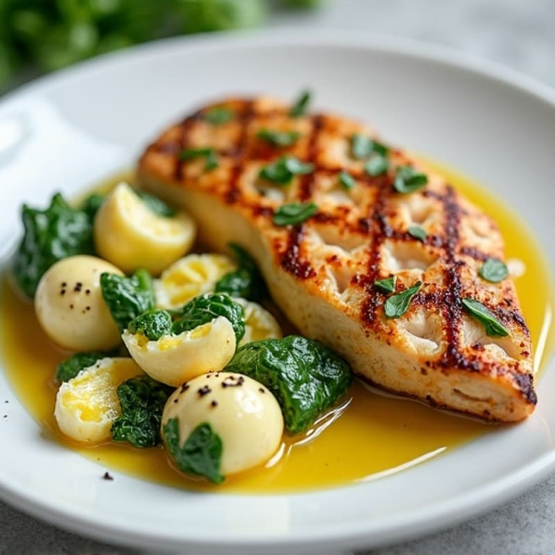 Egg White and Spinach Scramble with Grilled Chicken Breast