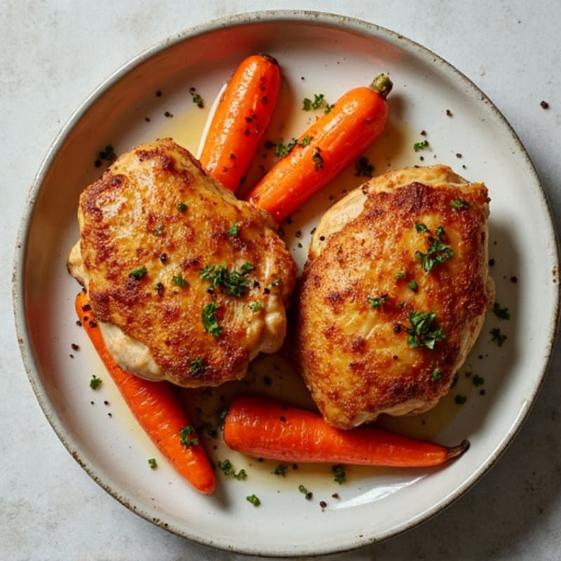 Sheet Pan Crispy Chicken Thighs with Roasted Root Vegetables