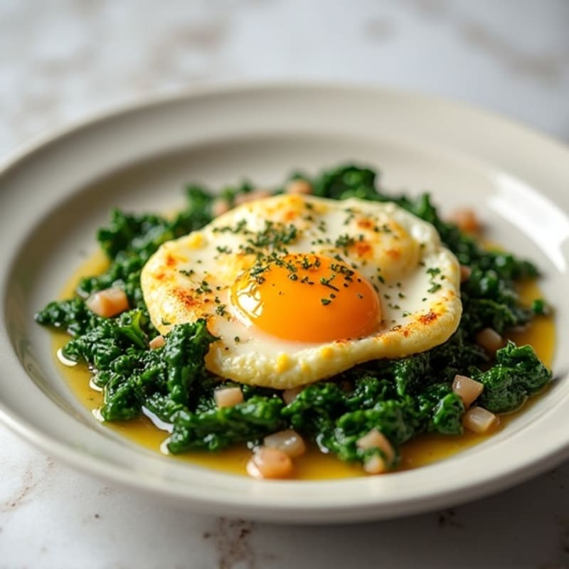 Egg White and Greek Yogurt Scramble with Sautéed Spinach