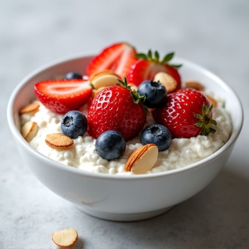 Creamy Cottage Cheese with Fresh Berries and Toasted Almonds