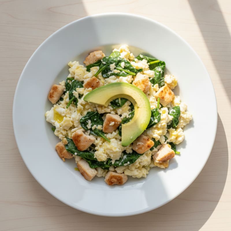 Chicken and Spinach Egg White Scramble