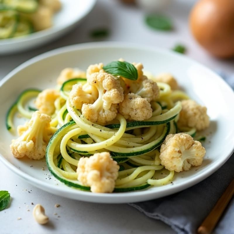 Creamy Cashew Cauliflower Alfredo with Zucchini Noodles