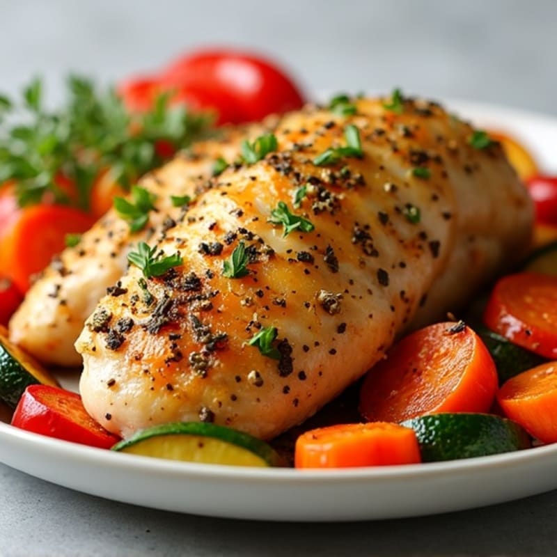 Herb-Crusted Sheet Pan Chicken with Roasted Rainbow Vegetables