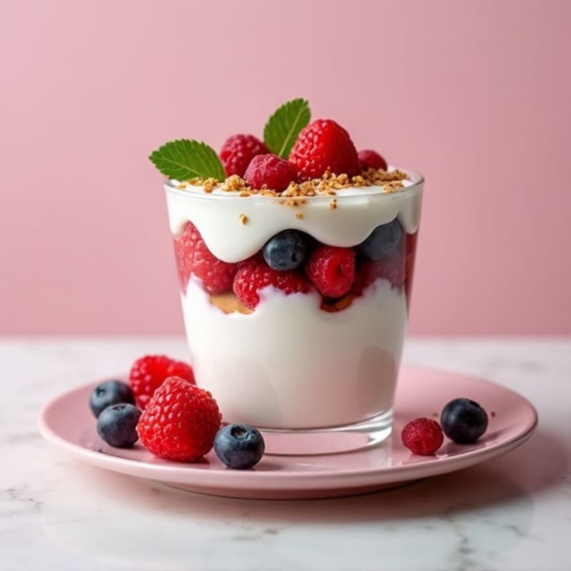Greek Yogurt Protein Parfait with Mixed Berries and Almond Butter