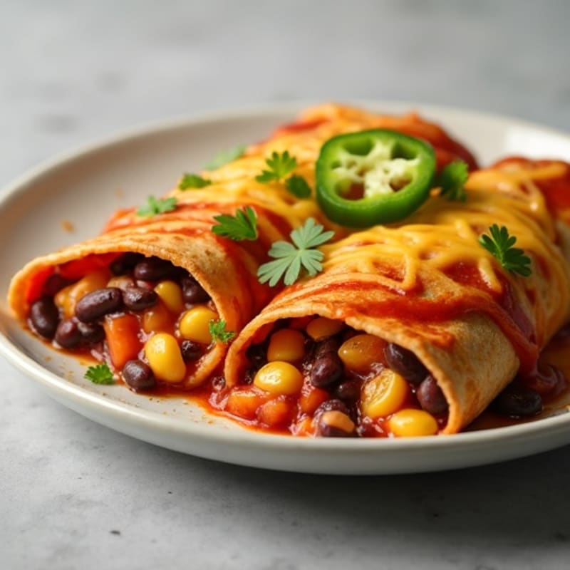 Lean Chicken Enchiladas with Black Beans and Roasted Corn