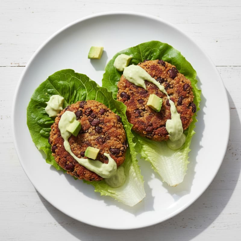 Hearty Black Bean Burgers with Avocado Crema