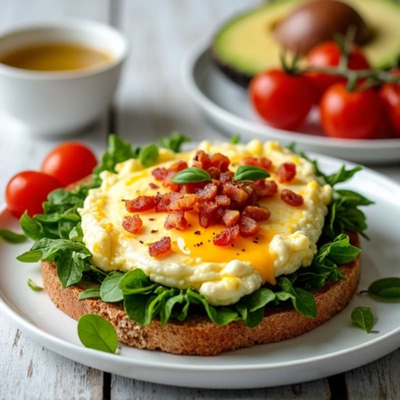 Egg White Scramble with Turkey Bacon and Spinach