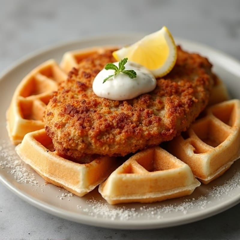 Crispy Baked Chicken with Fluffy Protein Waffles