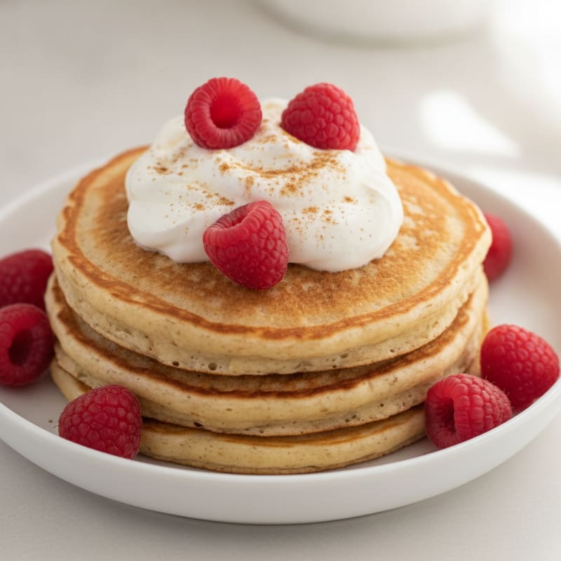 Cottage Cheese Protein Pancakes with Greek Yogurt Topping